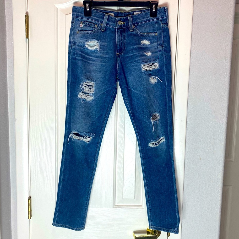 AG Adriano Goldschmied Beau Jeans Distressed Slouchy Skinny